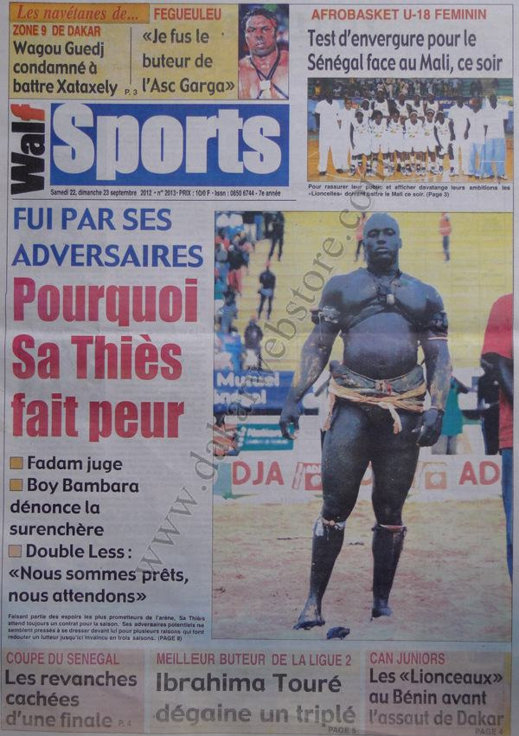 A la une du Journal Walf Sports du 22 Septembre 