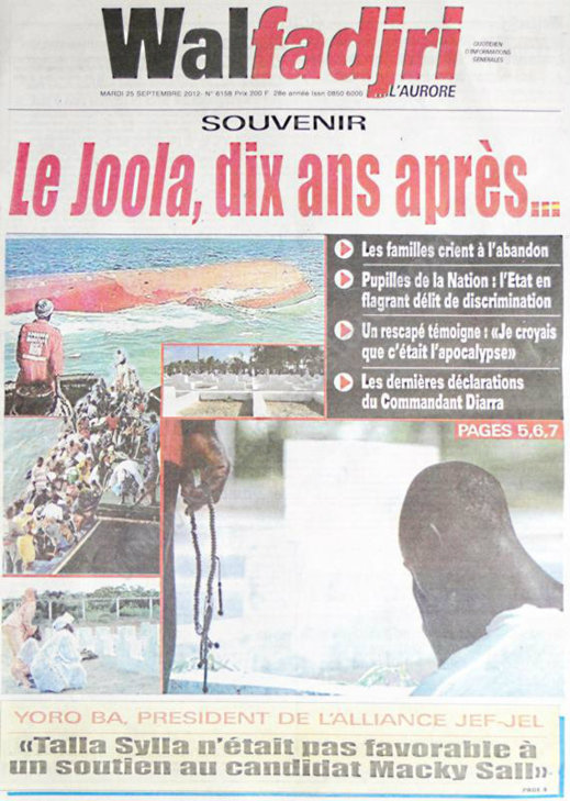 A la Une du Journal Walfadjri du 25 Septembre
