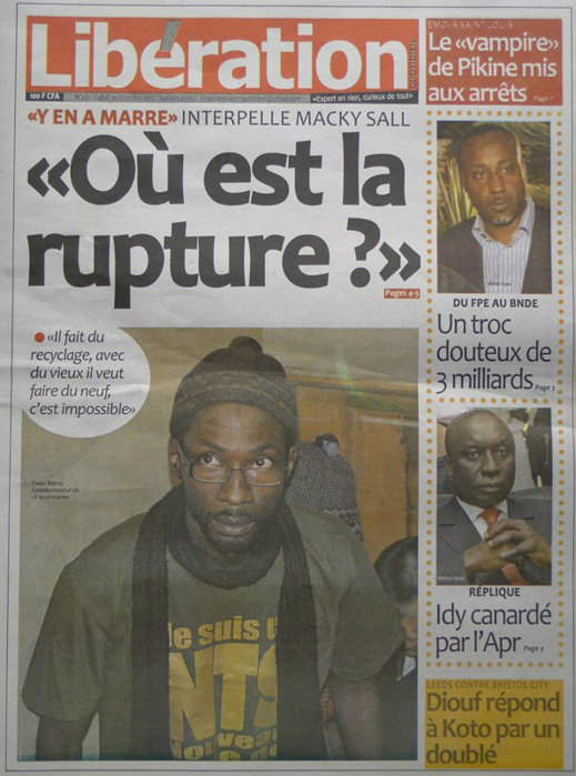 A la Une du Journal Libération du 01 Oct