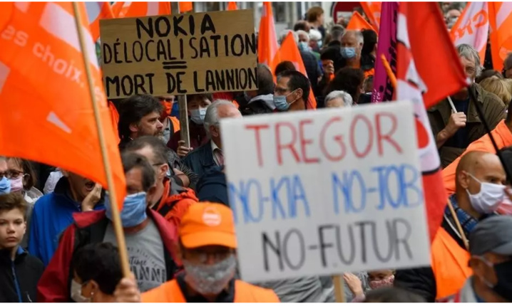 Plusieurs milliers de manifestants à Lannion contre les suppressions d'emplois chez Nokia