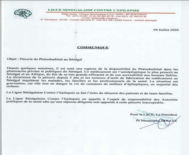 Alerte de la Ligue sénégalaise contre l’épilepsie: Grave menace sur les malades au Sénégal Alerte de la Ligue sénégalaise contre l’épilepsie: Grave menace sur les malades au Sénégal
