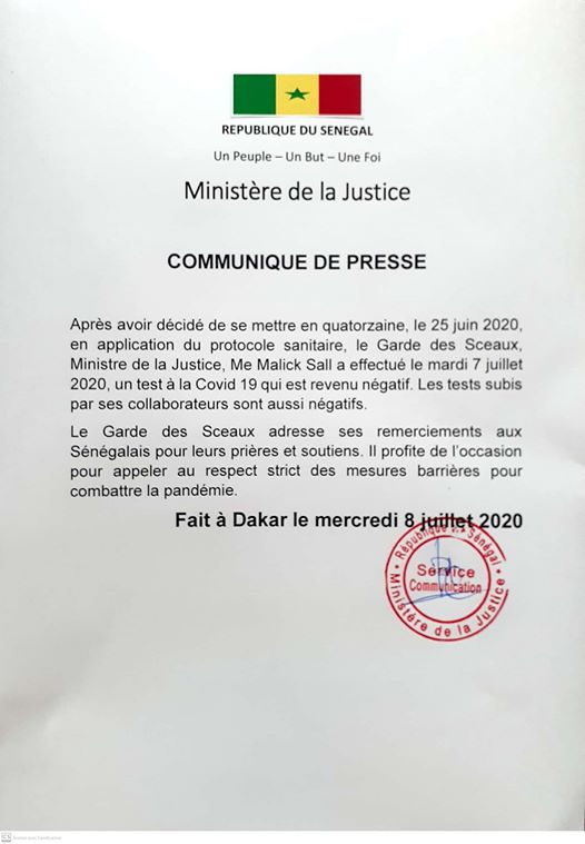 Covid-19: Sorti de sa quatorzaine, Me Malick Sall testé négatif 