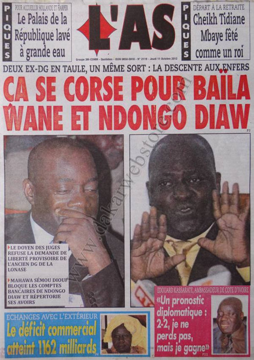 A la Une du Journal L'As du 11 Octobre 