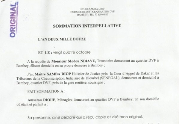 [Documents] Bambey dénonce une « injustice »