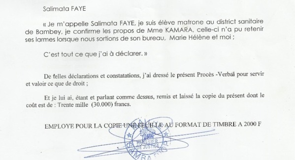 [Documents] Bambey dénonce une « injustice »