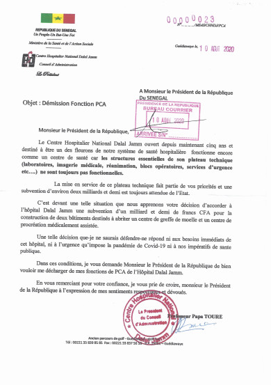 Centre Hospitalier National Dalal Jamm:  Le PCA Pr. Papa Touré claque la porte pour...