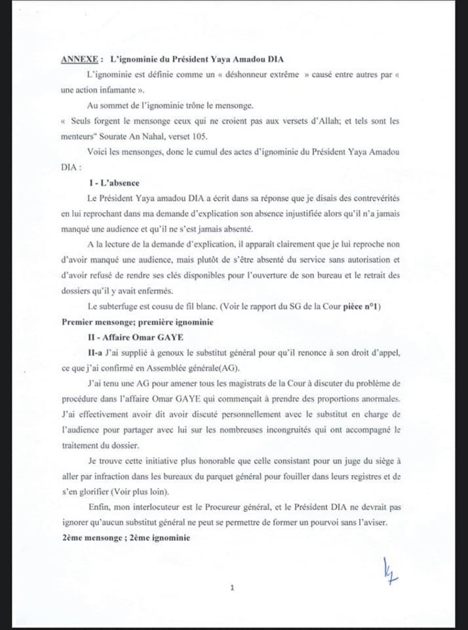 Accusations de corruption: Le juge Ousmane Kane répond au juge Yaya Amadou Dia et donne sa version des faits Accusations de corruption: Le juge Ousmane Kane répond au juge Yaya Amadou Dia et donne sa version des faits