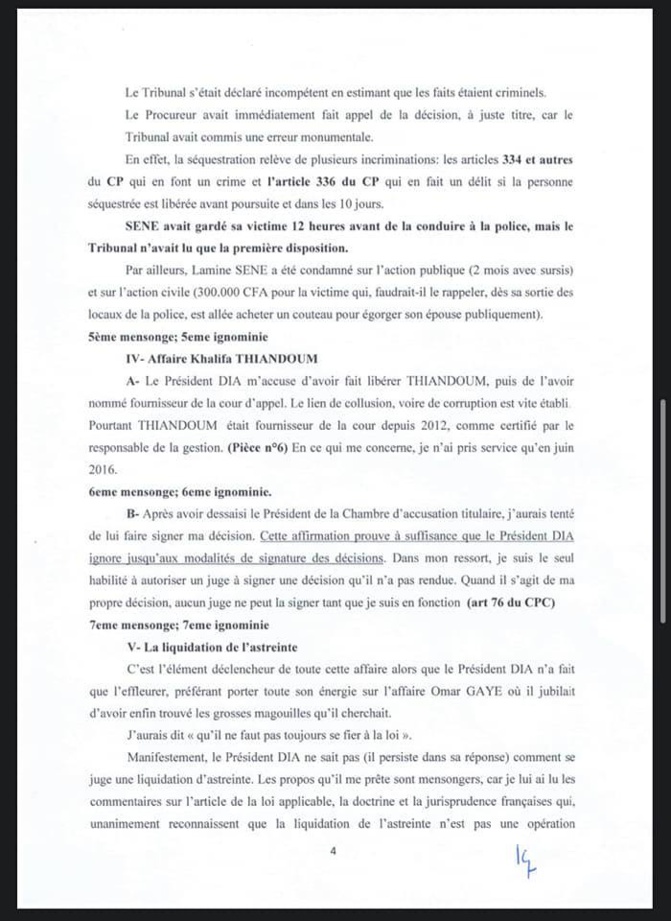 Accusations de corruption: Le juge Ousmane Kane répond au juge Yaya Amadou Dia et donne sa version des faits Accusations de corruption: Le juge Ousmane Kane répond au juge Yaya Amadou Dia et donne sa version des faits