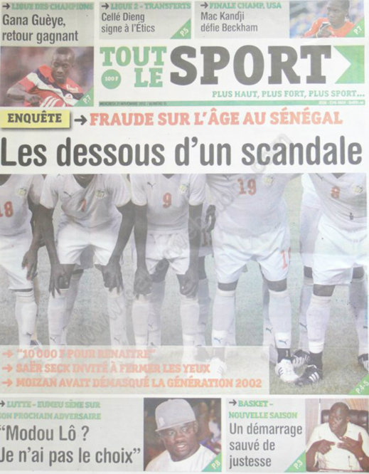 A la Une du Journal Tout Le Sport du 21 Novembre