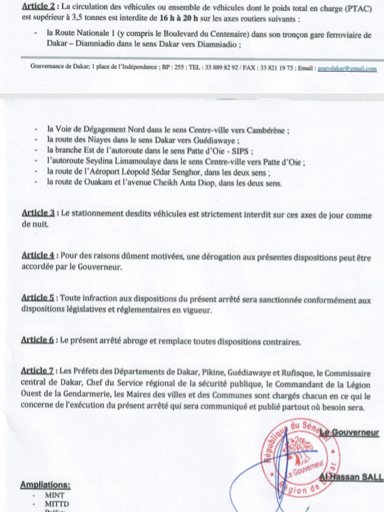 Véhicules gros porteurs: Voici l’arrêté portant réglementation de leurs horaires de circulation Véhicules gros porteurs: Voici l’arrêté portant réglementation de leurs horaires de circulation