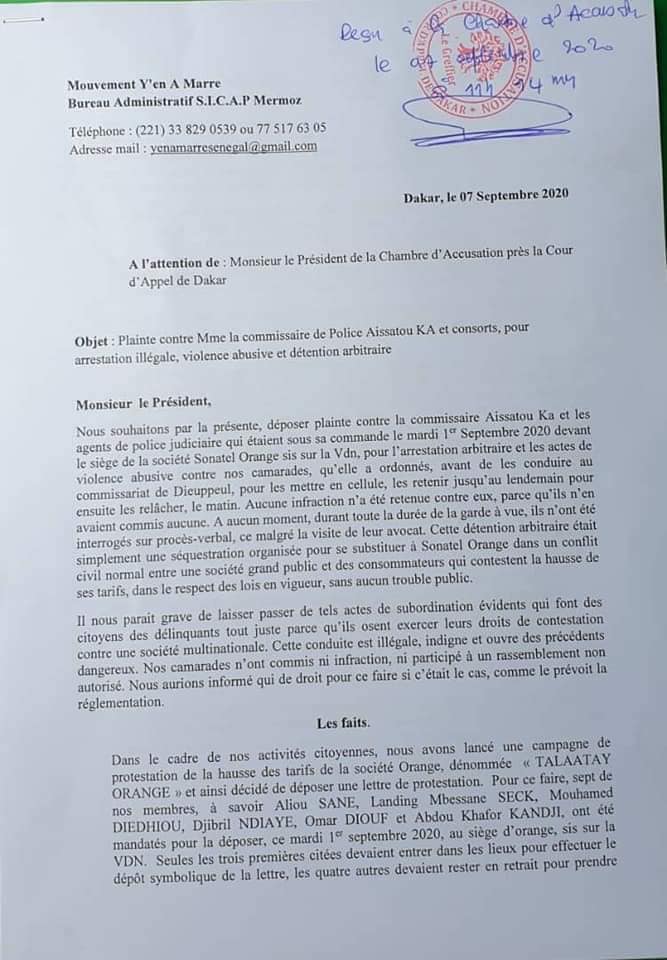 Arrestation musclée de ses membres: Y en a marre a porté plainte (Document)