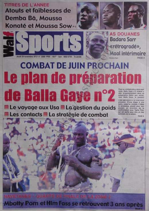A la Une du Journal Walf Sports du 29 Novembre