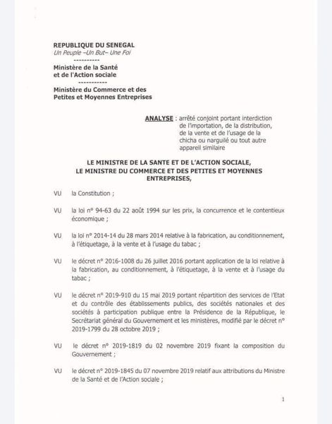 Usage, vente et distribution...: Le Sénégal interdit la chicha