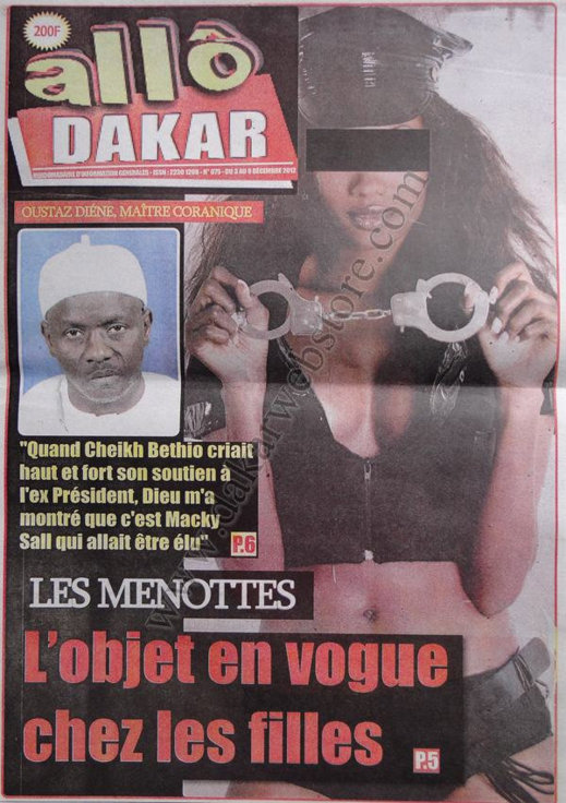 A la Une 1 du Journal Allô Dakar du 03 Décembre 2012