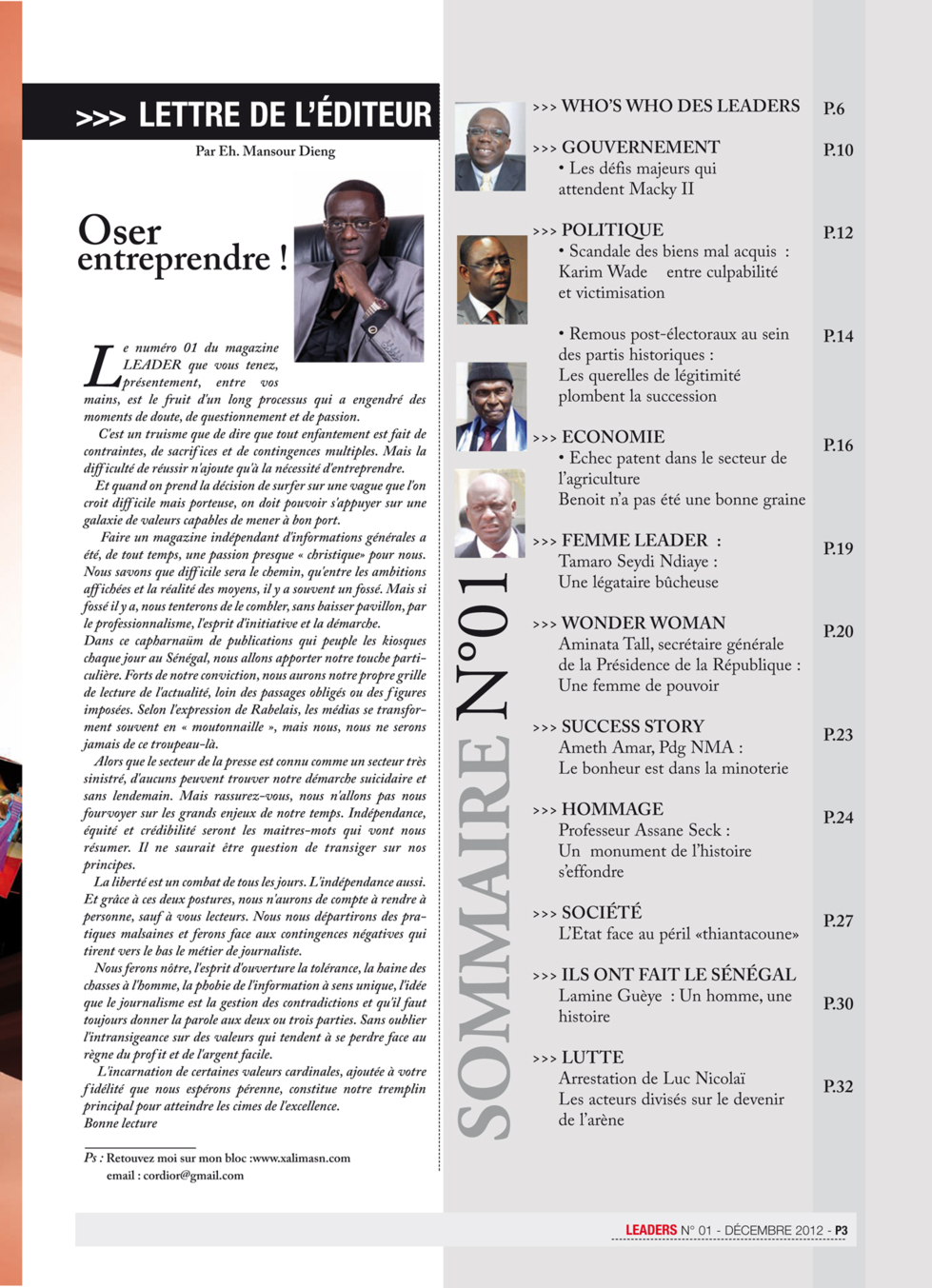 En Exclusivité : La couverture de votre journal Leaders