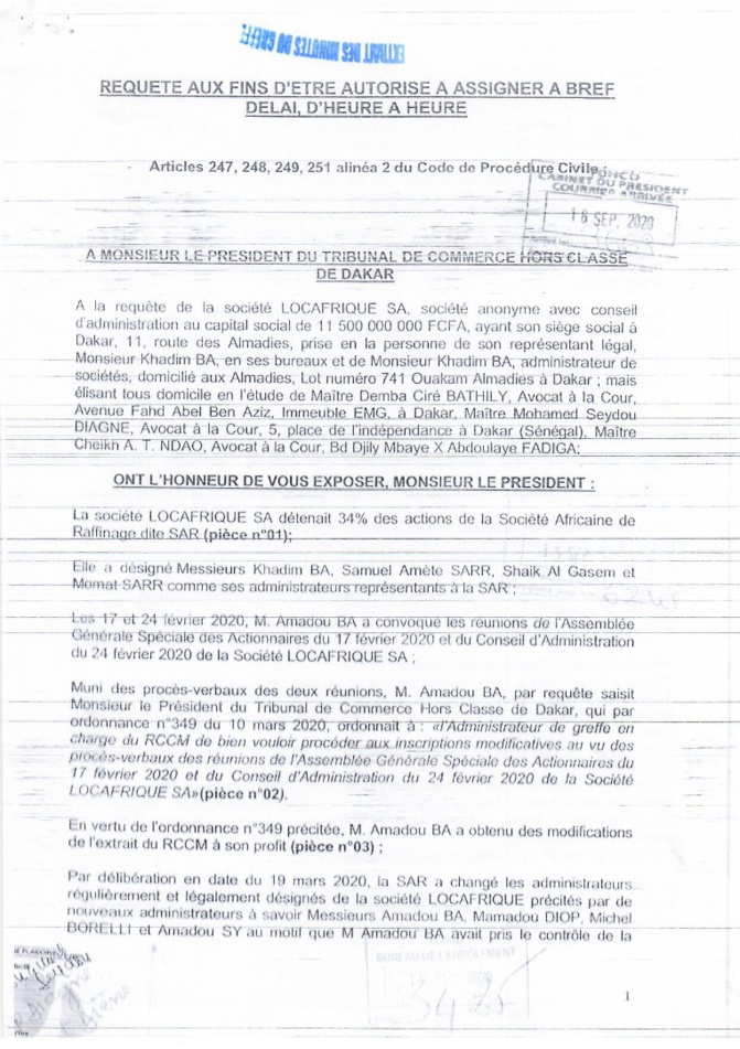  "Coup d'état avorté à la SAR ": La réunion du Conseil de la SAR bloqué par la sécurité rapprochée de Khadim ba