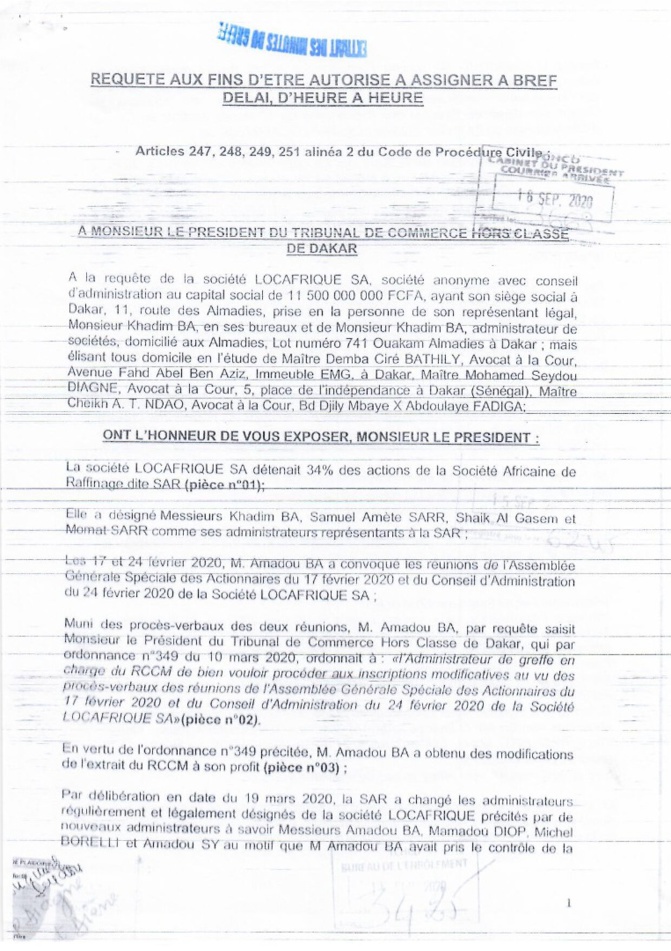 "Coup d'état avorté à la SAR ": La réunion du Conseil de la SAR bloqué par la sécurité rapprochée de Khadim ba  "Coup d'état avorté à la SAR ": La réunion du Conseil de la SAR bloqué par la sécurité rapprochée de Khadim ba