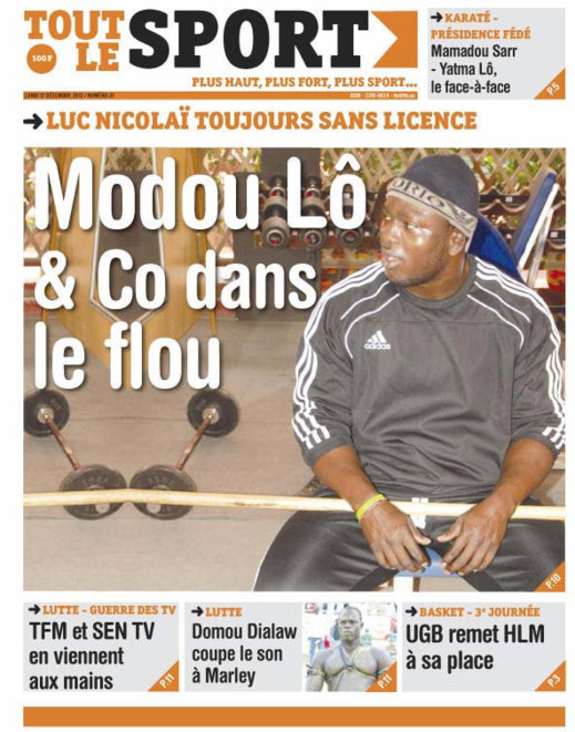 A la Une du Journal Toute Le Sport du lundi 17 Décembre 2012