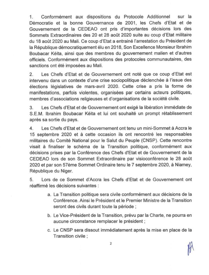 La CEDEAO lève les sanctions contre le Mali