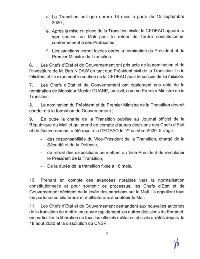 La CEDEAO lève les sanctions contre le Mali