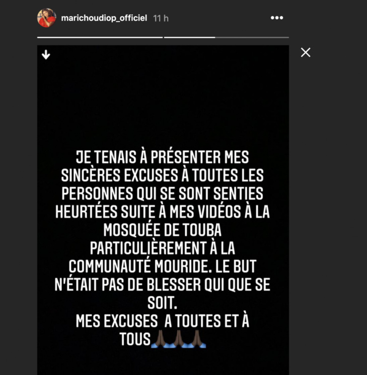 Suite à sa vidéo polémique, Marichou s'excuse auprès de la communauté mouride