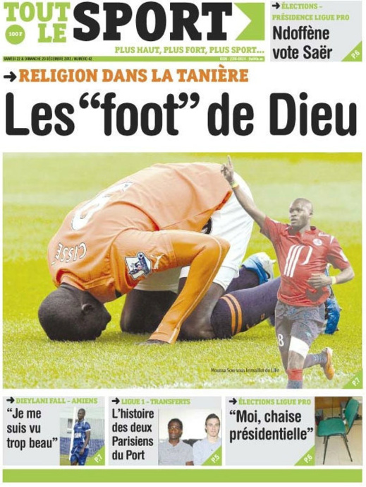 A la Une du Journal Toute Le Sport du Samedi 22 décembre 2012