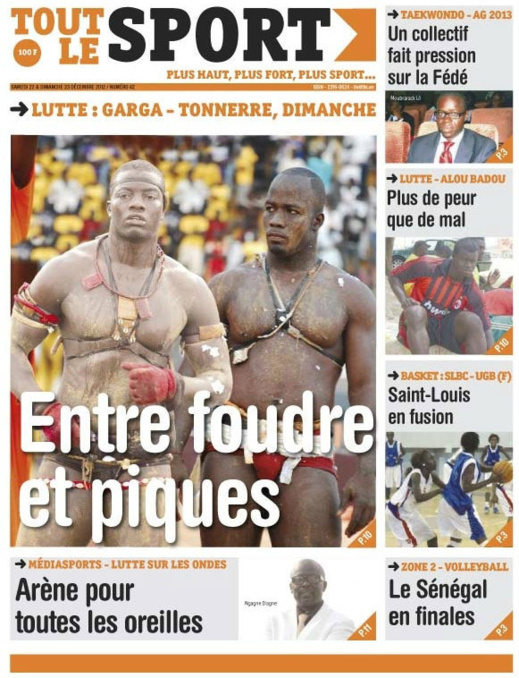A la Une du Journal Toute Le Sport du Samedi 22 décembre 2012