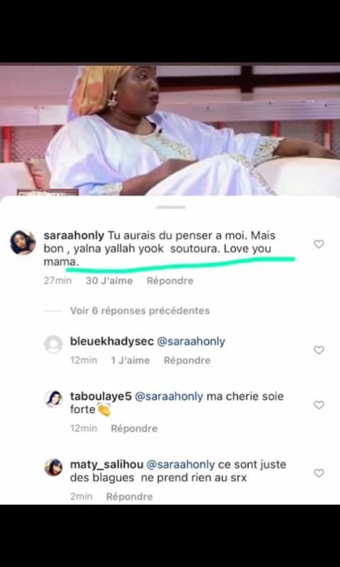 Sarah sur les révélations explosives de sa mère Ndella: "Tu aurais dû penser à moi mais..."
