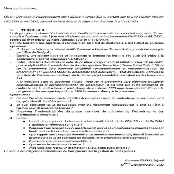 Affaire Terme Sud et cession des immeubles de l’Etat: Ousmane Sonko « convoque » le gouvernement à l’Assemblée nationale