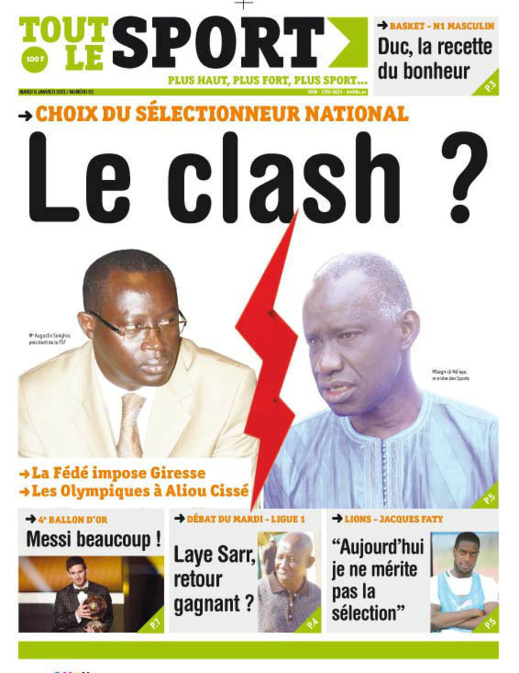 A la Une du Journal Tout Le sport du mardi 08 janvier 2013