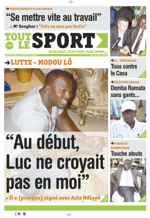 A la Une du Journal Tout Le Sport du Samedi 12 janvier 2013