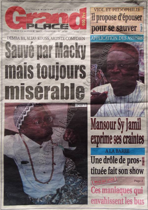 A la Une du Journal Grand Place du mardi 15 janvier 2013