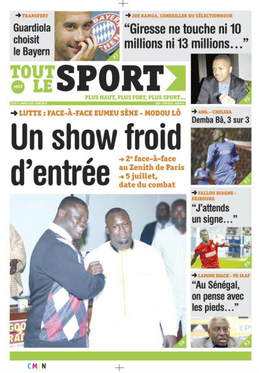 A la Une du Journal Tout Le Sport du jeudi 17 janvier 2013