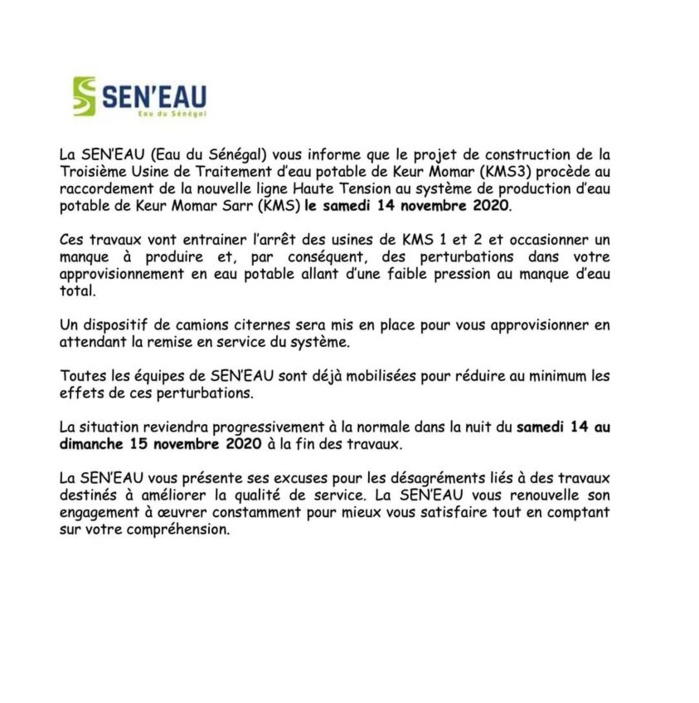 Distribution de l'eau: Des perturbations en vue 