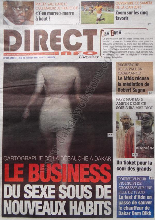 A la Une du Journal Direct Info du Samedi 19 janvier 2013