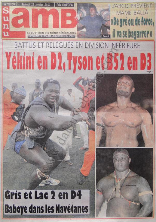 A la Une du Journal Sunu Lamb du Samedi 19 janvier 2013