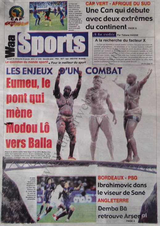 A la Une du Journal Waa Sports du Samedi 19 janvier 2013