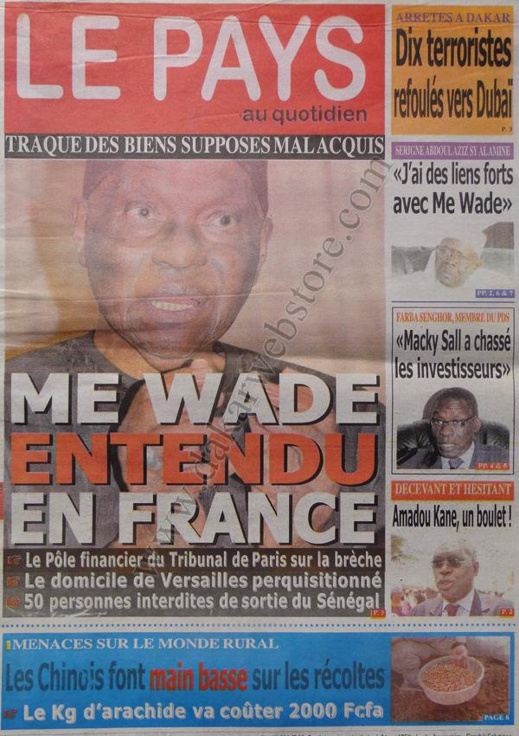 A la Une du Journal Le Pays du mardi 22 janvier 2013