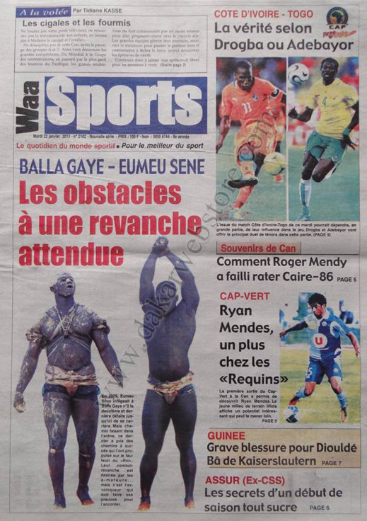 A la Une du Journal Waa Sports du mardi 22 janvier 2013