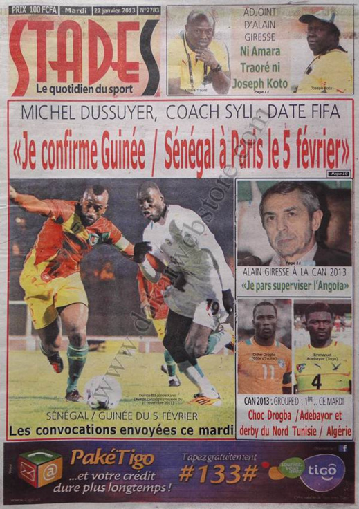 A la Une du Journal Stades du mardi 22 janvier 2013