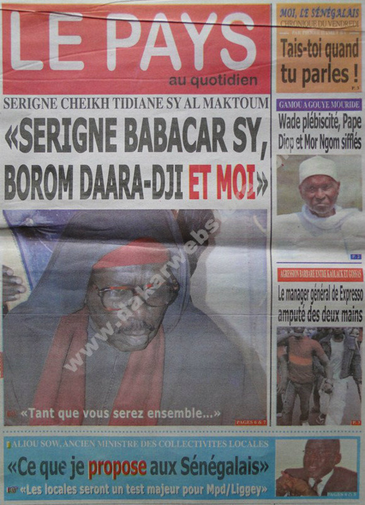 A la Une du Journal Le Pays du vendredi 25 janvier 2013