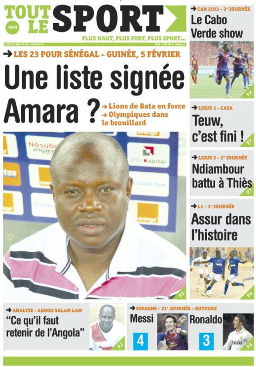 A la Une du Journal Tout Le Sport du lundi 28 janvier 2013