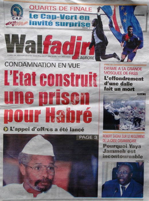 A la Une du Journal Walfadjri du lundi 28 janvier 2013
