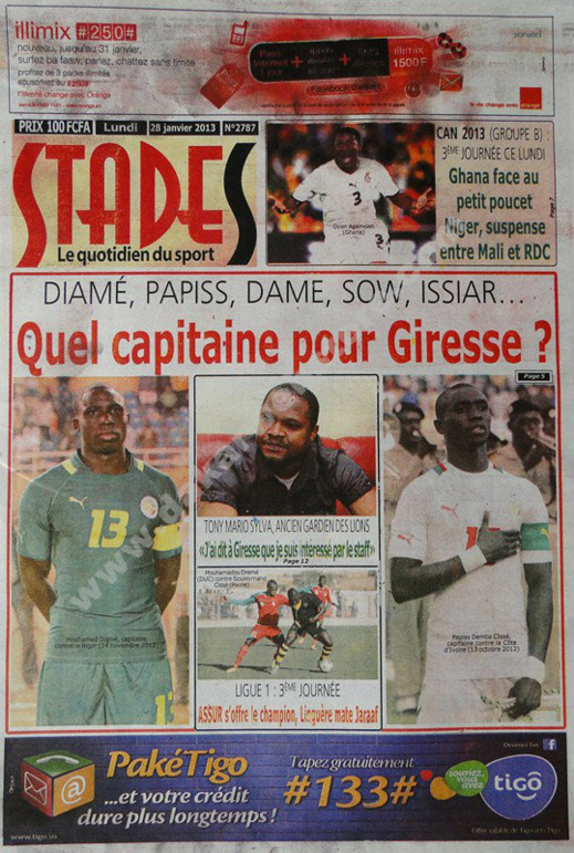A la Une du Journal Stades du lundi 28 janvier 2013