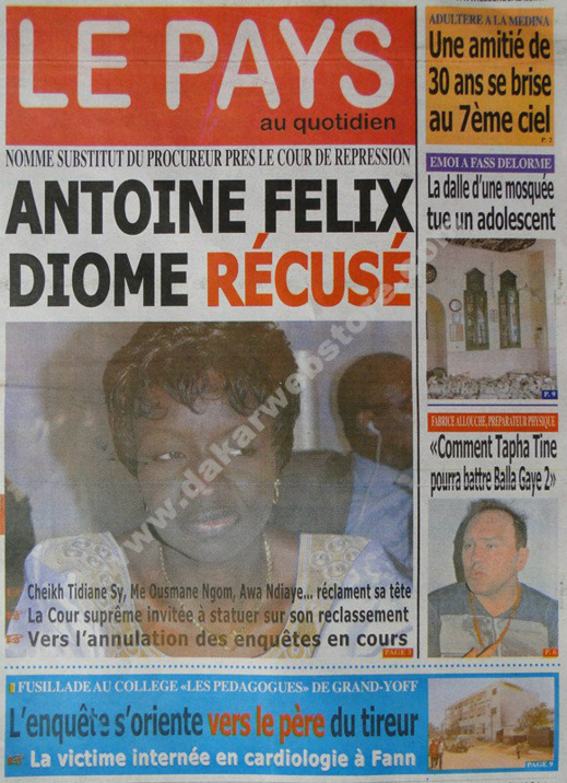 A la Une du Journal Le Pays du lundi 28 janvier 2013
