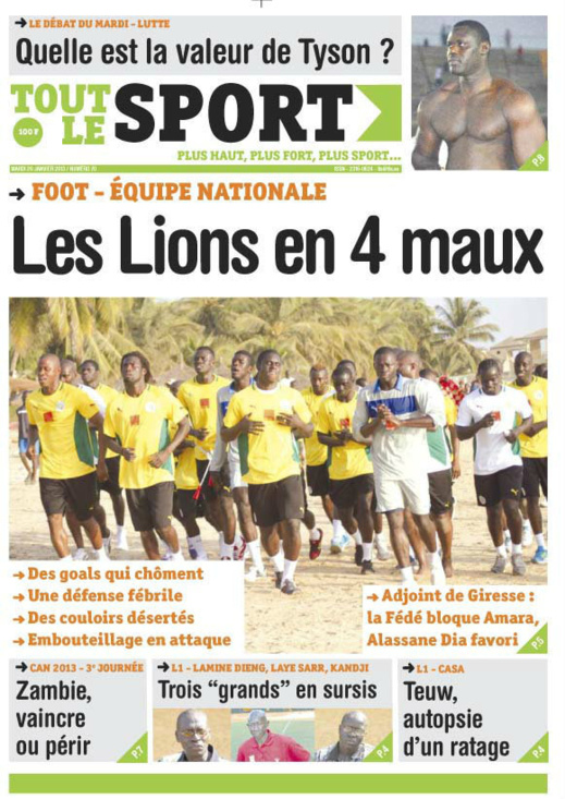 A la Une du Journal Tout Le Sport du mardi 29 janvier 2013
