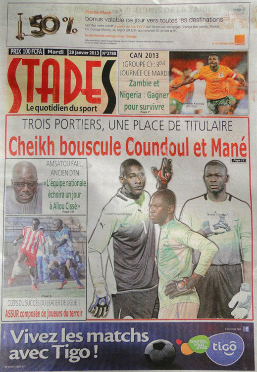 A la Une du Journal Stades du mardi 29 janvier 2013