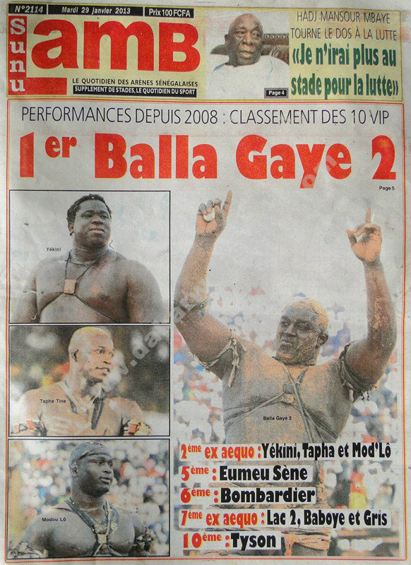 A la Une du Journal SunuLamb du mardi 29 janvier 2013