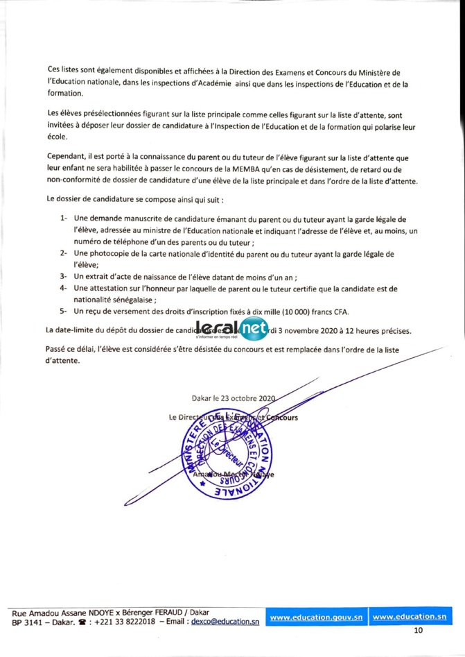 Concours d'entrée à la Maison d'Education Mariama BA : après un parfum de magouille, des parents crient au scandale Concours d'entrée à la Maison d'Education Mariama BA : après un parfum de magouille, des parents crient au scandale