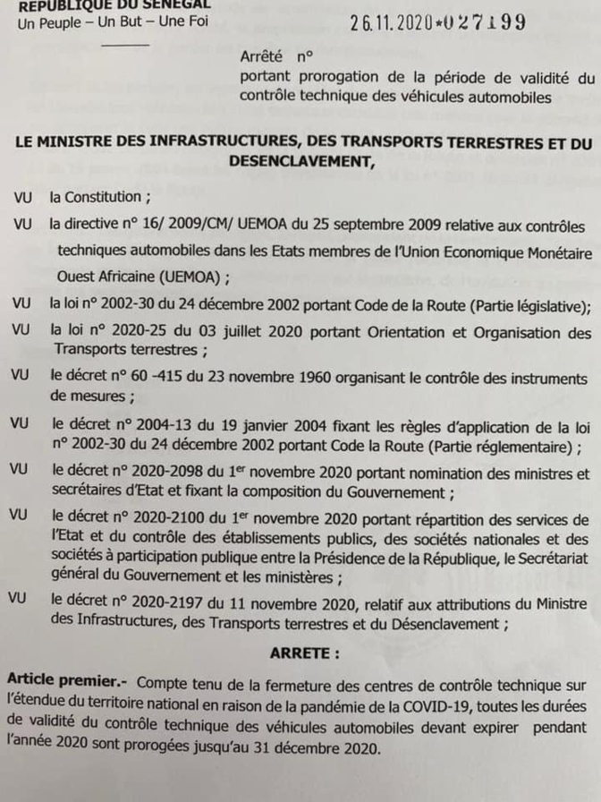 (Document) / Les durées de validité du contrôle technique des véhicules prorogées jusqu'au 31 décembre, mais...
